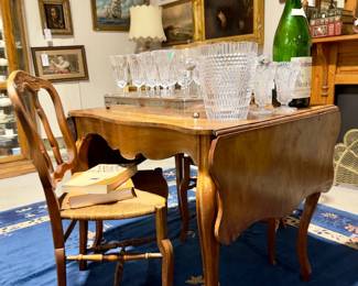 Antique Drop Leaf Table …Separate (2) Rush Seat Side Chairs