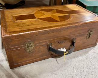 Travel Desk in Wood Suitcase vintage