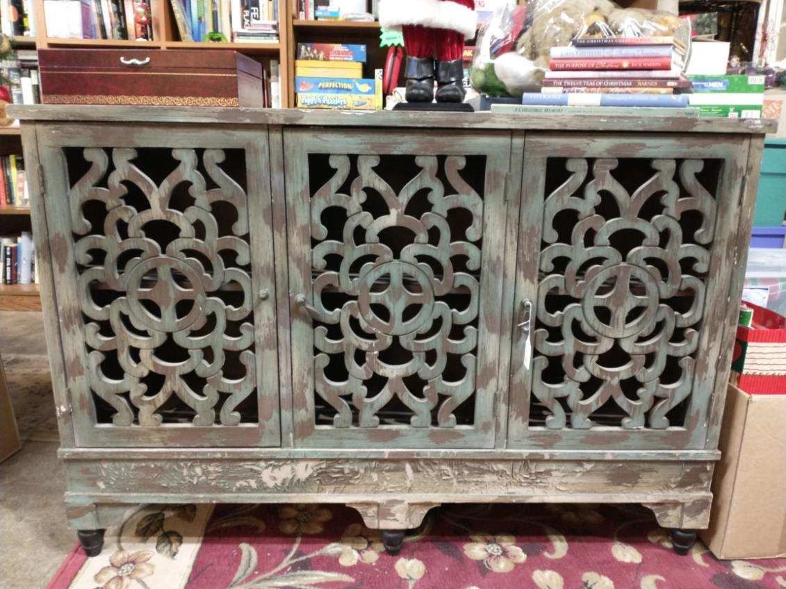 Asian Cabinet. Floral Rug