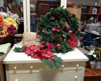 White Vintage  Dresser and Mirror on castors 