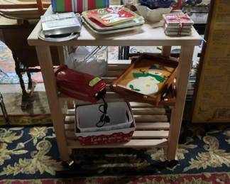 Beautiful Rug.  Kitchen Cart on Wheels