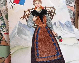 Hand sewn Swiss post cards 