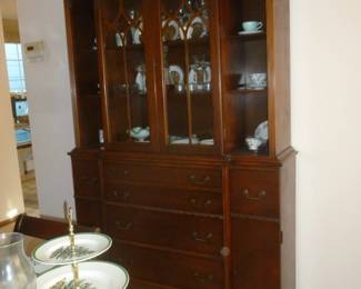Very nice smaller size vintage Mahogany China Cabinet w/secretary pull down