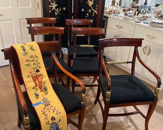 6 dining chairs, antique bell pull