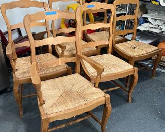 6 rush bottom dining chairs