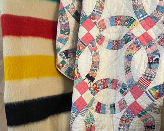 Wedding ring quilt, Hudson’s bay point blanket
