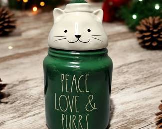 Rae Dunn Magenta  Peace Love  Purrs Canister  New