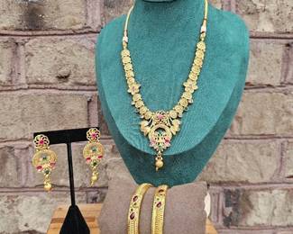 Matte Finish Statement Necklace Earrings  Bracelet