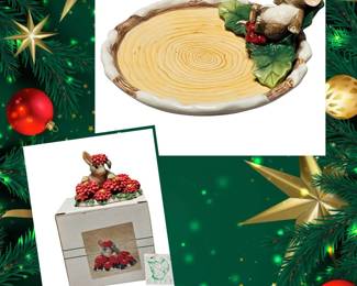 Fitz Floyd  Charming Tails  Retired 2000  Holly Day Dreams Cookie Plate 