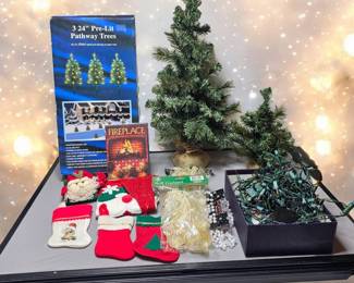 Burlap Christmas Trees Pathway Lights New  Stockings  Lights  Etc