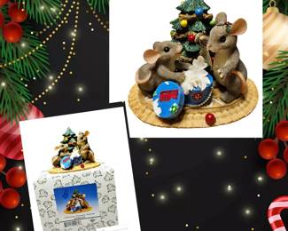 Fitz Floyd  Charming Tails  Retired  Club Exclusive 2000  Christmas Treasures 