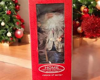 Vintage Home For The Holidays  Fishing Santa  Visions Of Santa
