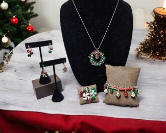Christmas Candy Brooch Wreath Necklace  Candy Cane Earrings  More