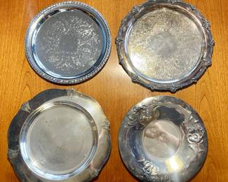 Assorted silver plated platters