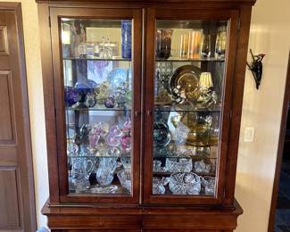 Vintage Bassett lighted china hutch