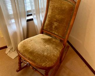 Antique mohair rocking chair