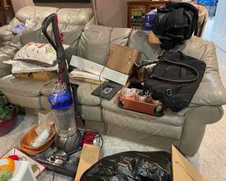 . . . grey leather couch