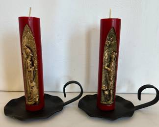 Vintage Gurley red pillar candles