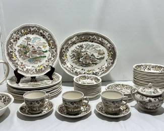 1930's Woods Burslem England Seaforth Brown Transferware