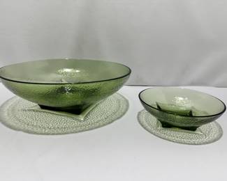 Hazel Atlas Capri pressed green serving bowls