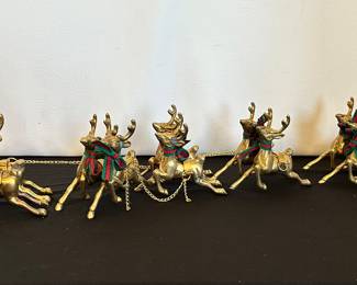 Brass sleigh and reindeer