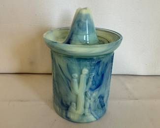 Agate blue and white stag glass jar