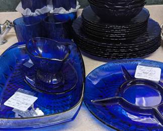Avon blue glass dishes