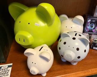 Dark Green Wooden  Hutch, Piggy Banks