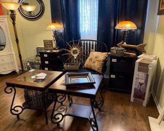 Garden Leaf Table Lamp, Decorative Metal Floor Lamp, Scroll Metal Tables, Throw Pillow, Mirrored Armoire