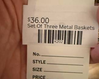 Set of Three Metal Baskets