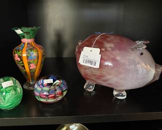 Murano-Style Art Glass Pig