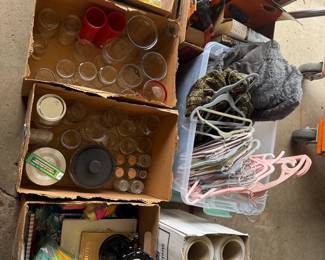 misc jars, hangers
