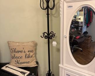 Black Metal Decorative Coat Rack, Mirrored Armoire