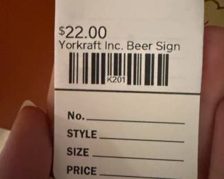 Yorkraft Inc. Beer Sign