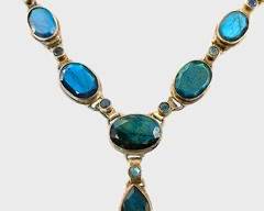 Fine Sterling Silver Labradorite Gemstone Statement Necklace 22
