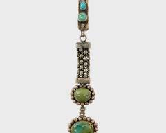 Fine Sterling Silver Turquoise Sari Statement Pin
