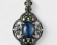 13 Grams Fine Carolyn Pollack Sterling Silver Blue Quartz Green Zircon Statement Pierced Pendant - Matches Lot 21
