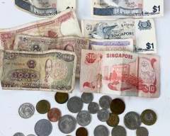 International Banknote & Coin Lot: Singapore, Chile
