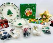 Mikasa Holiday Platter And Serving Bowl, Prinknash Abbey Pottery Ceramics Plate In Box, Santa Start Trinket Box, Salt Nad Pepper Set And More Assorted Lot
