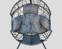 Faux Rattan Outdoor Patio Large Chair MCM Mid Century Modern Style
