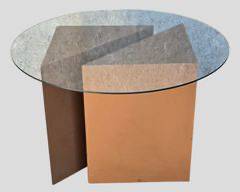 Vintage Modernist Laminate Side or Coffee Table Glass Top with 2 Triangular Pedestals Mid Century Modern MCM
