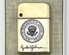 US President LYNDON B. JOHNSON VINTAGE STORM MASTER CIGARETTE LIGHTER IN ORIGINAL CASE
