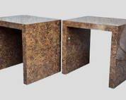 Jean Michel Frank STYLE Pair Mid Century Modern MCM Faux Marble Side Tables
