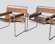 Pair Fantastic Mid Century Modern MCM Chrome and Leather Chairs
