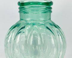 NIB Green Glass APOTHECARY JAR 14" with Glass Lid Melon Shaped In Original Box
