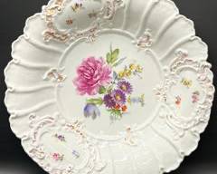 Fine MEISSEN Gold Embossed Floral China 11.5" Serving Bowl
