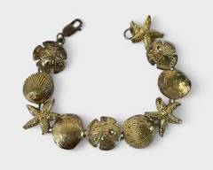 24 Grams Fine Sterling Silver Seashell Ocean Inspired Link 7.5 Inch Statement Bracelet
