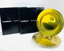 Crate & Barrel Pair Of Four Brass Service Plates Sets In Original Boxes Made In Denmark
