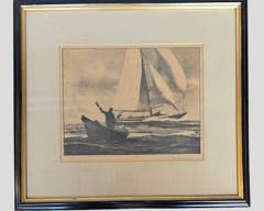 Original Gordon Grant Pencil Signed Framed Litho Sailing Ship
