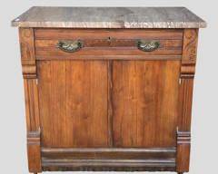 Antique Marble Top Two Door one drawer Cabinet
